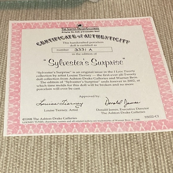 NEW “SYLVESTER'S SURPRISE ” #93022 ASHTON-DRAKE - ORIGINAL BOX &  COA - Picture 4 of 17